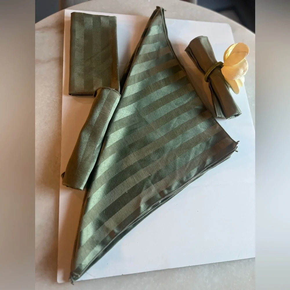 Vintage Sage Green Striped Cloth Napkins Set of 6 –Z Gallerie – Table Setting